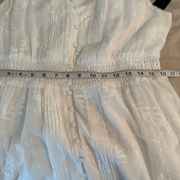 Lulus Time Well Spent White Maxi Dress Sz XL Embroidered Button Front Sleeveless - Picture 13 of 16